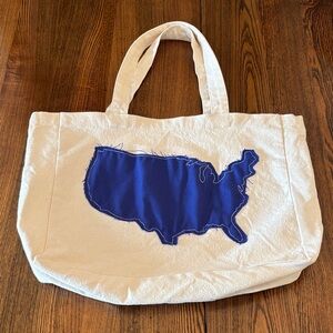 Canvas Tote Bag with Blue USA Map